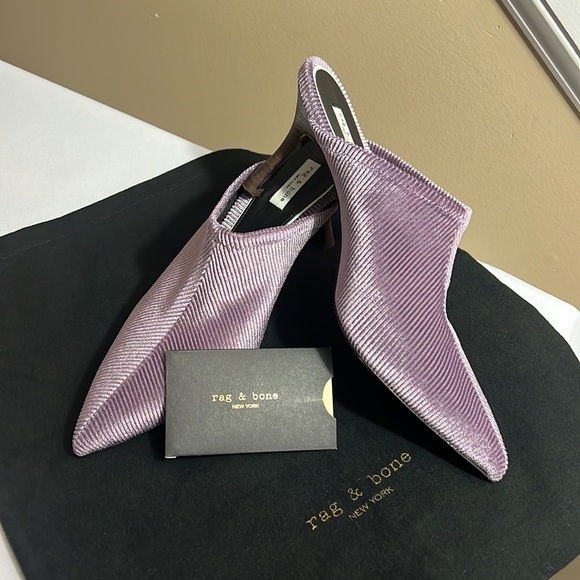 Rag & Bone Lilac Velour Corduroy Brea Mules Size 38 1/2